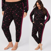 P22 女条纹95棉骷髅条纹绒运动收脚卫衣裤 230 400斤欧美加大码