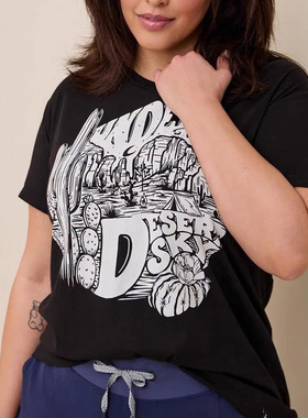 瑕疵 200-230斤欧美特大码胖mm夏轻薄黑色中长运动宽松棉质T恤P60