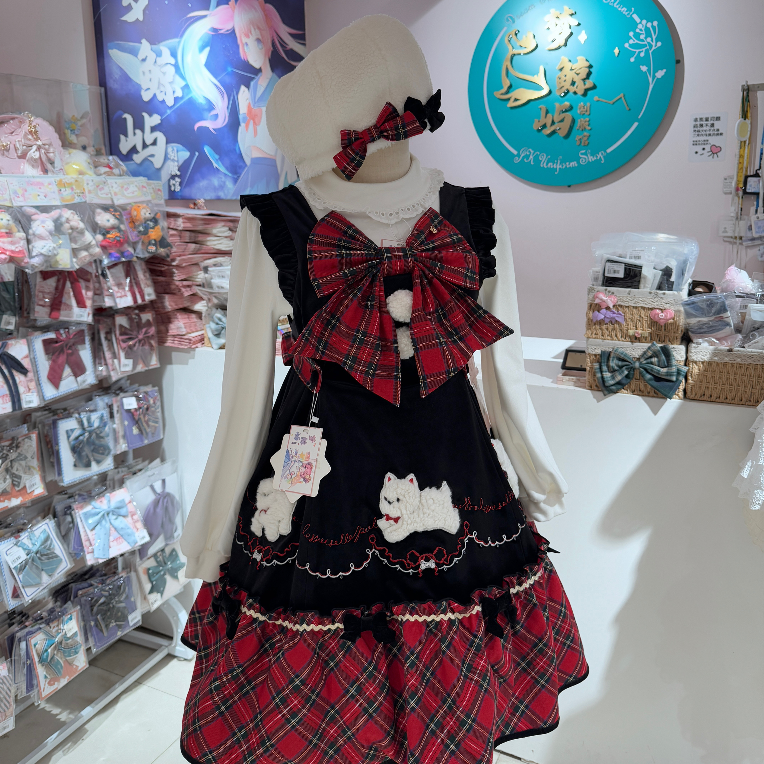 现货苏格兰小狗贴布JSK花匣lolita连衣裙