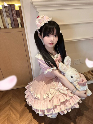 实体店现货【心动玩偶条纹千层】收腰纯色千金风lolita裙