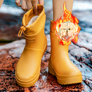 雨鞋男士大码保暖棉套水鞋防滑防水外穿雨靴厚底耐磨冬季徒步胶鞋