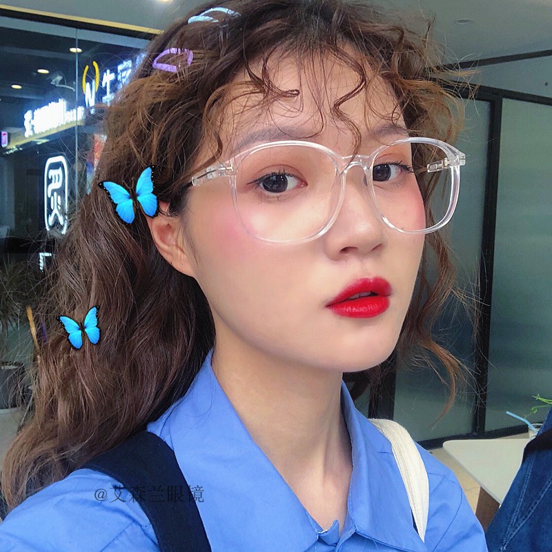 透明眼镜框素颜神器显脸小韩国眼睛框镜架女近视原宿大脸白色显瘦