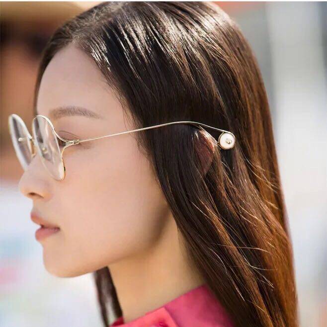 装饰眼睛女网红倪妮同款眼镜框珍珠腿大框圆眼镜女韩版潮学生墨镜