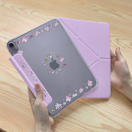 适用iPad保护壳iPad11/10抽拉拆分air7磁吸笔套pro11苹果9代保护套air65横竖旋转3y折4平板mini76透明防弯8轻