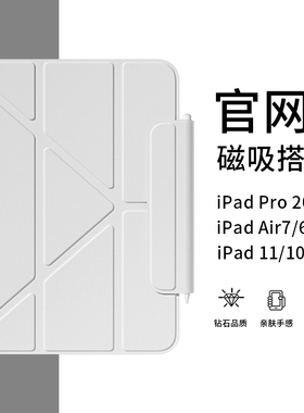 适用iPadPro保护套air7磁吸ipad11保护壳10代平板mini7轻薄双面夹13寸苹果ipadair654新款横竖Y折129搭扣笔槽
