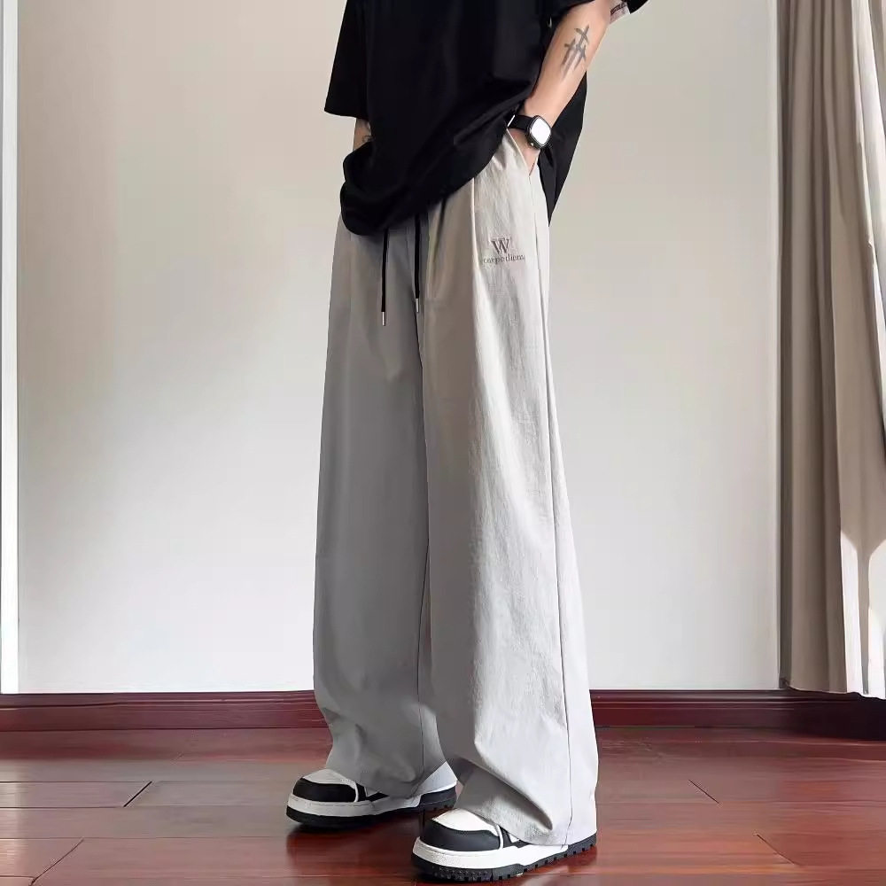 冰丝阔腿裤男夏季薄款速干运动潮