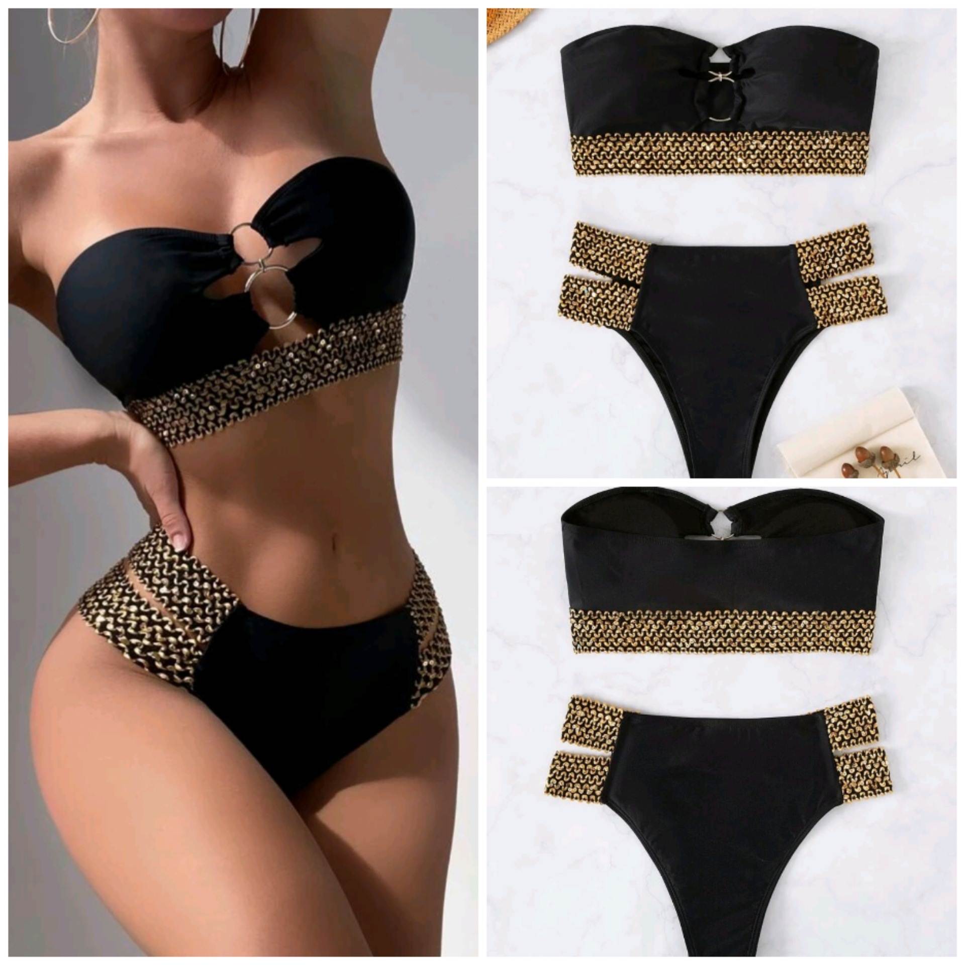 2022欧美性感高腰分体比基尼女士泳衣Bikini two-piece swimsuit