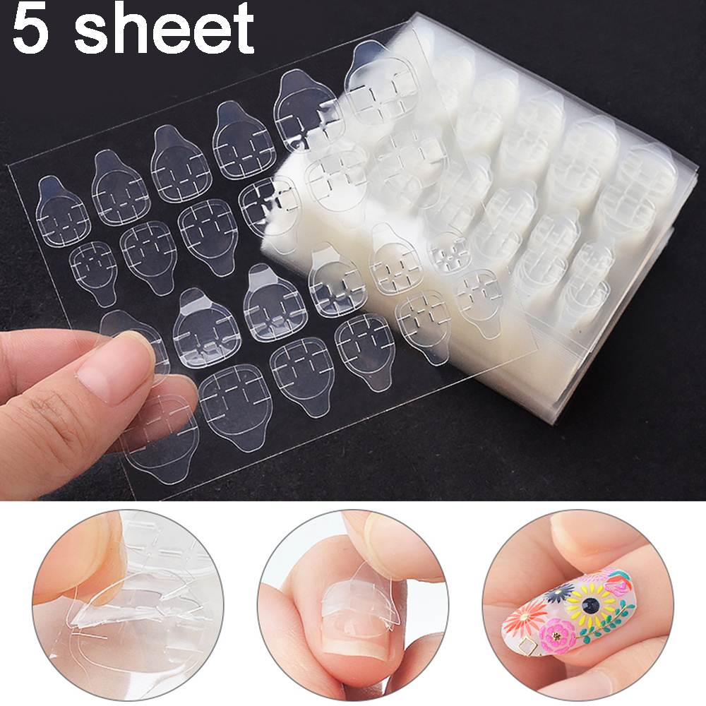 120pcs 5 Sheets Fake Nails Tips Double Sided False Nail Art