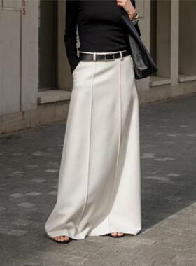 White long skirt 法式白色宽松显瘦高腰百搭休闲拖地半身裙长裙