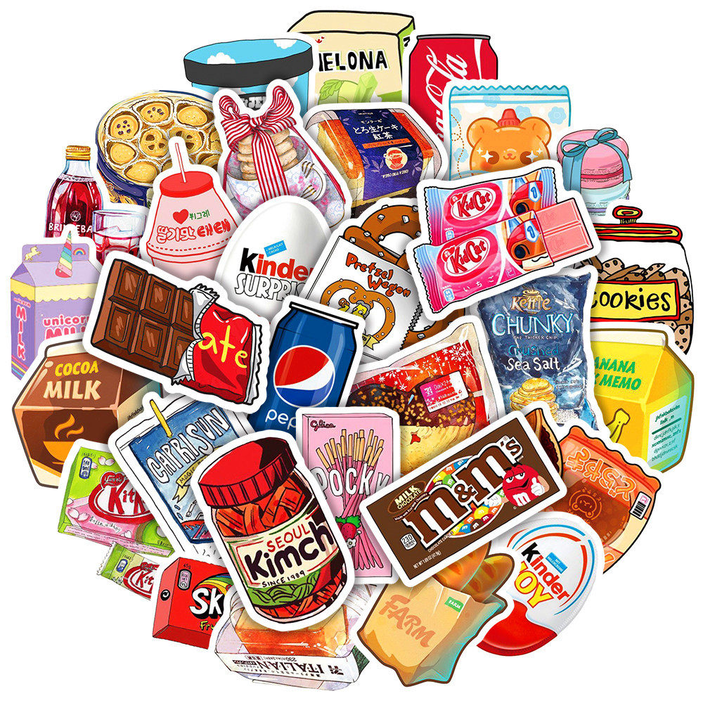 50Pcs Food Drink Milk Packaging Stickers Waterproof Phone
