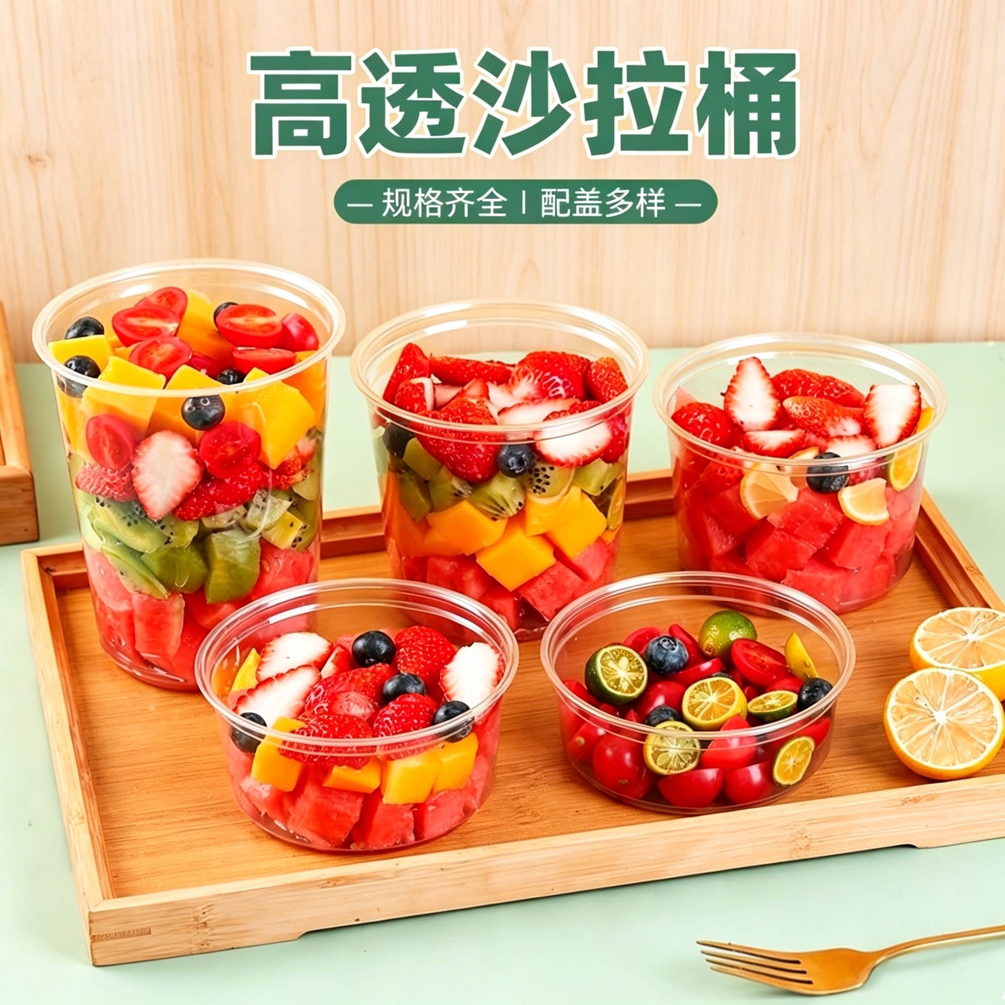 圆形PET高透明一次性沙拉杯