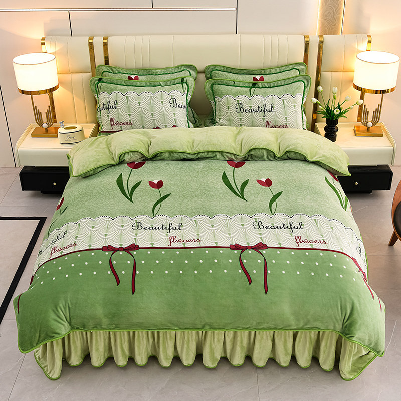 冬季加绒保暖金貂绒牛奶绒四件套双人床上法兰绒珊瑚绒被套床单,床上用品,床品套件/四件套/多件套,淘宝优惠券,粉丝福利购,淘宝优惠卷