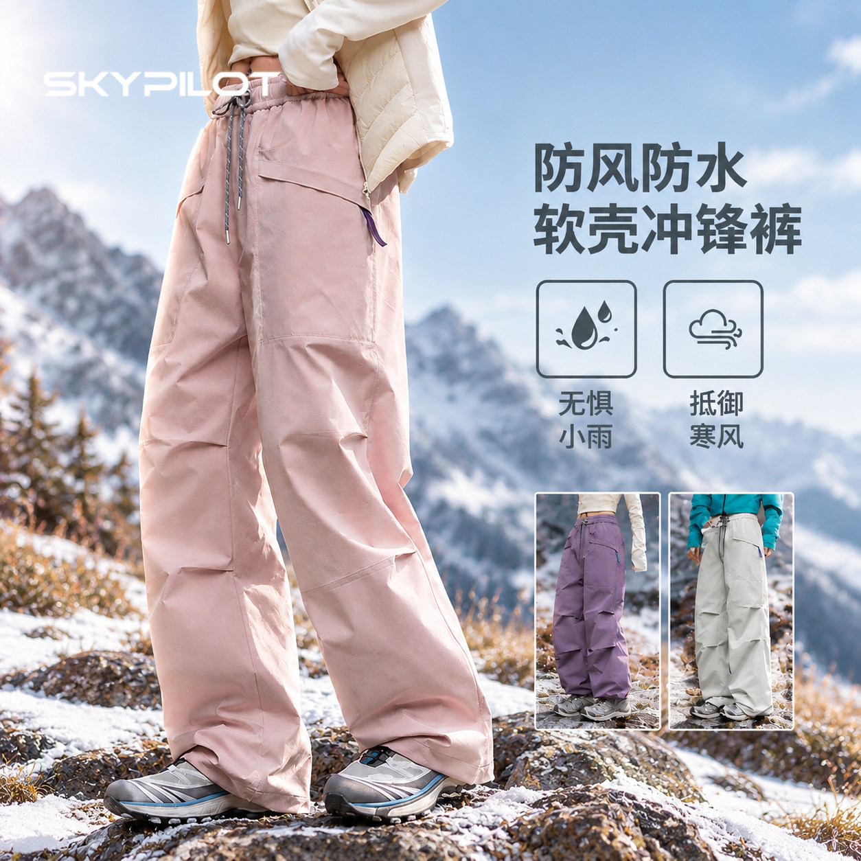 三合一防水防风加绒冲锋裤