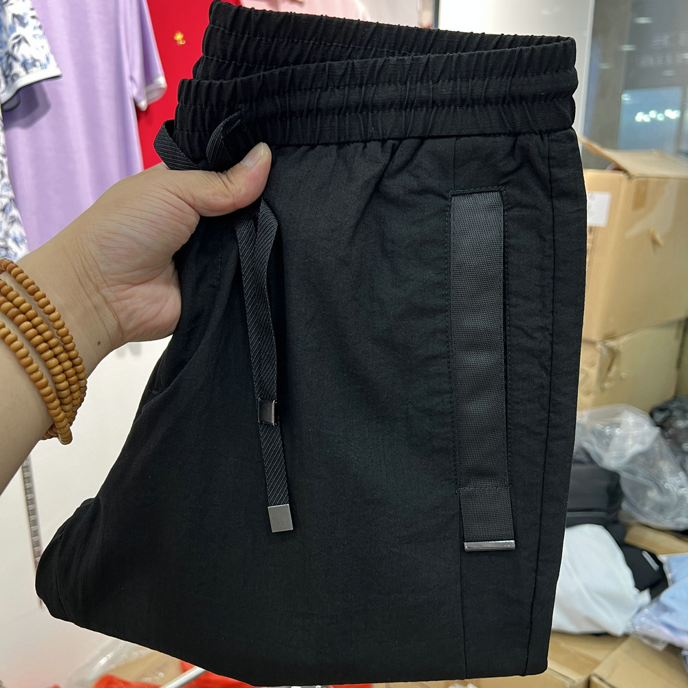 柜货剪标男装系带抽绳薄款九分休闲裤织带韩版修身显瘦透气男裤子