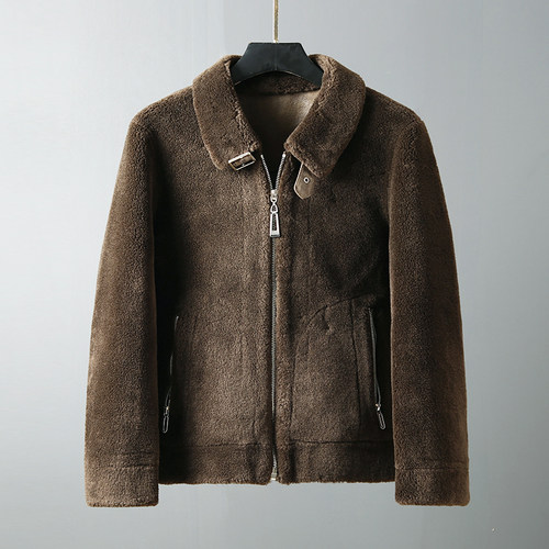 颗粒绒日系休闲翻领夹克皮衣