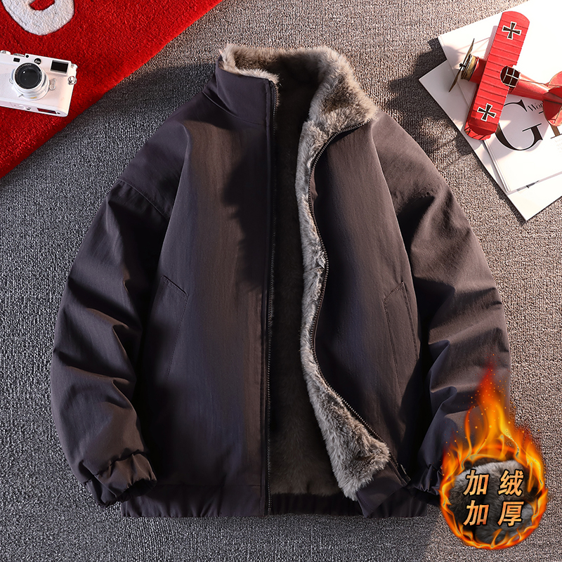 冬季加绒加厚棉衣大童两面穿外套