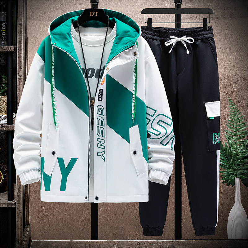 春季13青少年潮流休闲外套12岁男孩14初中学生15大童春装夹克套装