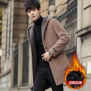 初中学生16男孩大童12冬季加棉加厚呢子大衣15岁中长款14毛呢外套
