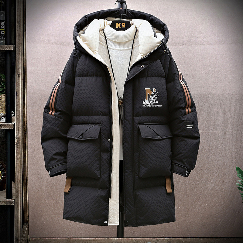 青少年冬季中长款防寒外套13岁男孩14初中学生15大童16加厚羽绒服