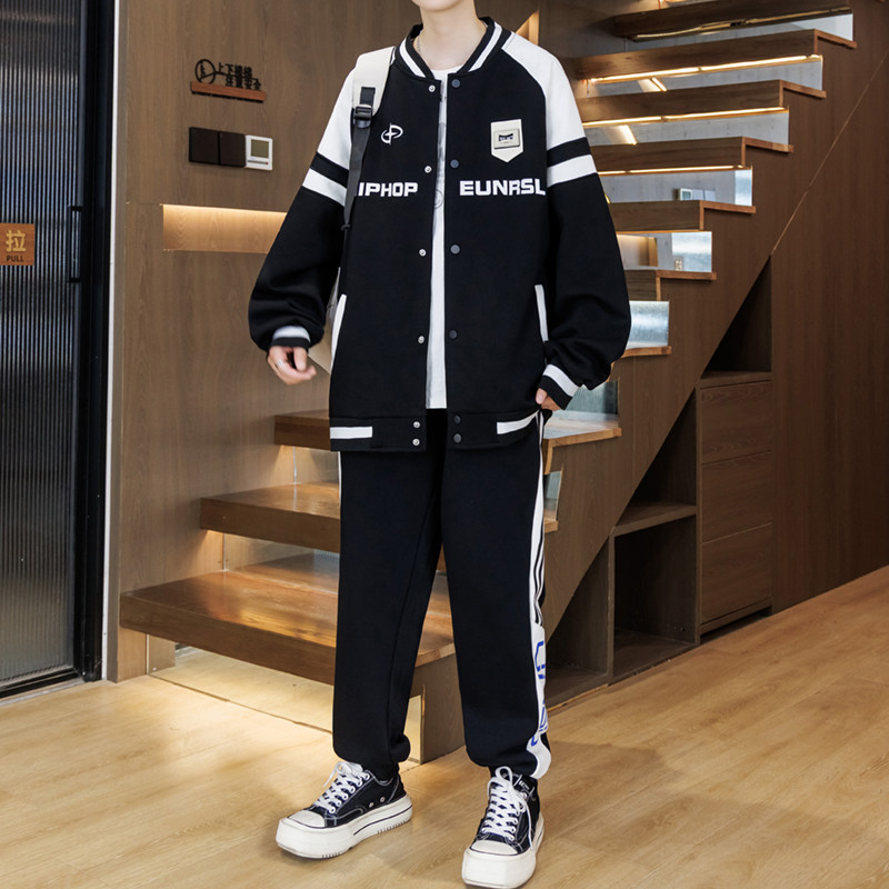 14岁青少年卫衣开衫外套12大童13男孩帅气春装16青少年棒球服套装