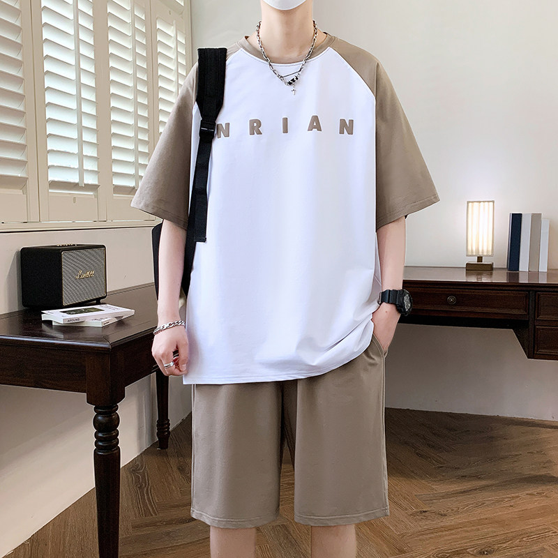 夏季潮流宽松短袖t恤套装男孩12-15岁青少年学生13帅气14大童夏装