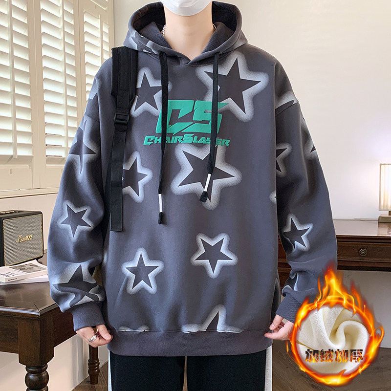 冬季加绒加厚卫衣12岁男孩13初高中学生14潮流帅气15大童长袖T恤