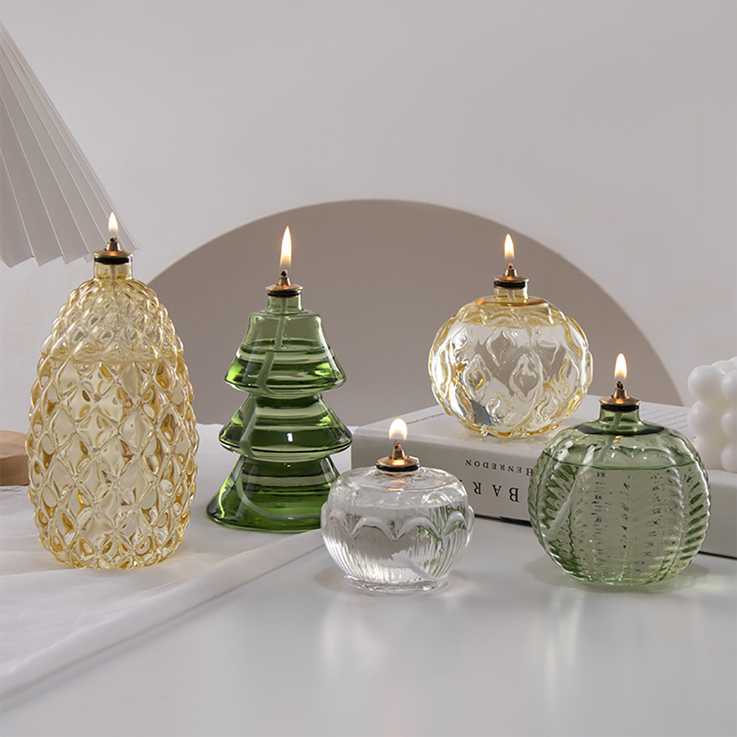 创意玻璃油灯摆件圣诞树