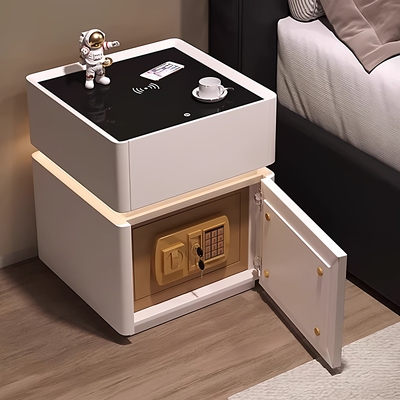 智能实木床头柜保险箱一体