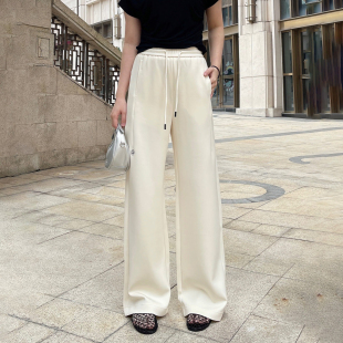 N26010 休闲长裤 2026春夏宽松高腰直筒裤 松紧腰抽绳显瘦垂感女装