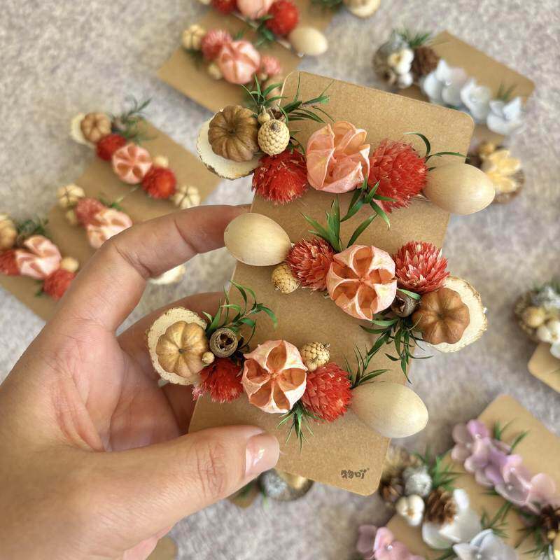 干花永生花小众发夹发饰diy材料包手工自制手作果实种子装饰生日