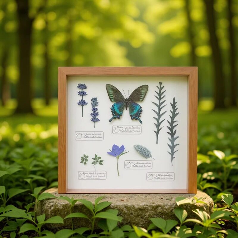 新款 #永生花手作蝴蝶立体干花相框摆件植物标本摆台装饰画礼物