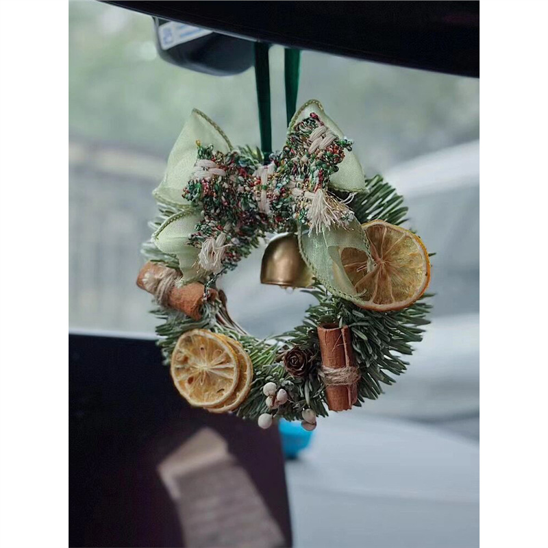 圣诞节装饰北欧ins风迷你小型圣诞花环门挂车挂diy家用橱窗小挂件