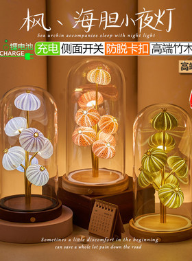 充电款成品海胆小夜灯情人节七夕伴手女生日礼物diy材料包配摆件