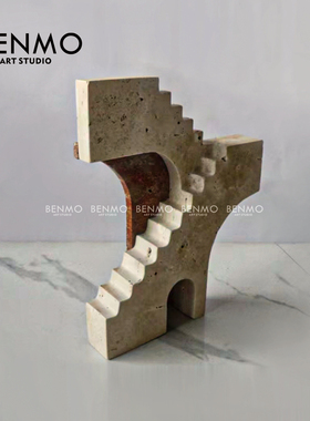 本墨 现代简约艺术阶梯装饰摆件 玄关客厅茶几样板房居家装饰摆设