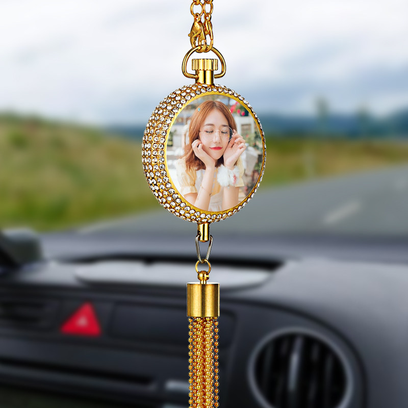 照片定制汽车挂件创意镶钻车载用香水挂饰吊坠后视镜车内装饰摆件