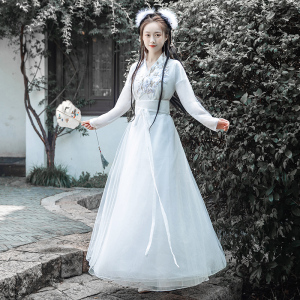 汉服女古装仙气飘逸古风成人古典舞蹈服中国风连衣裙改良春夏