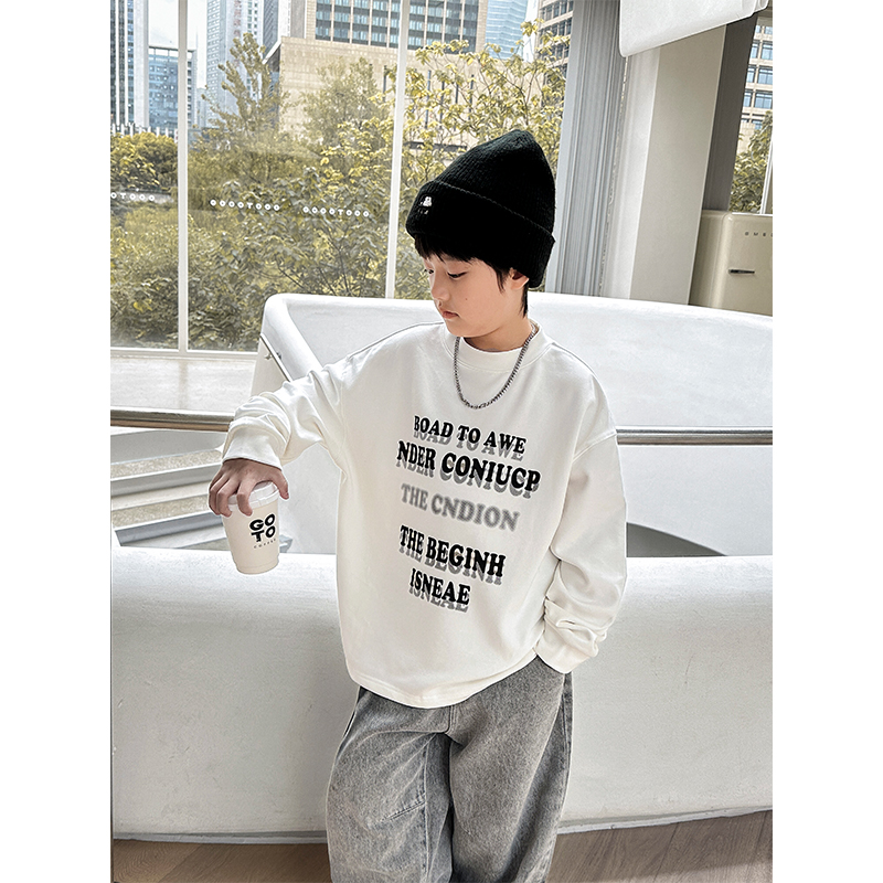 儿童保暖加绒T恤上衣薄绒春秋款