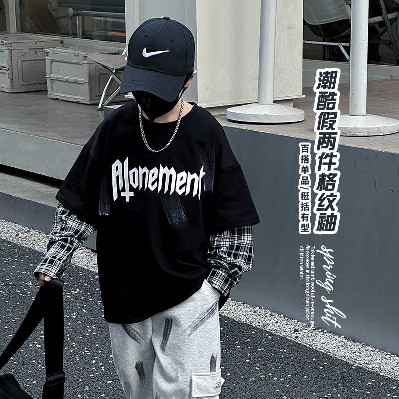 男童长假两件T恤上衣春秋款