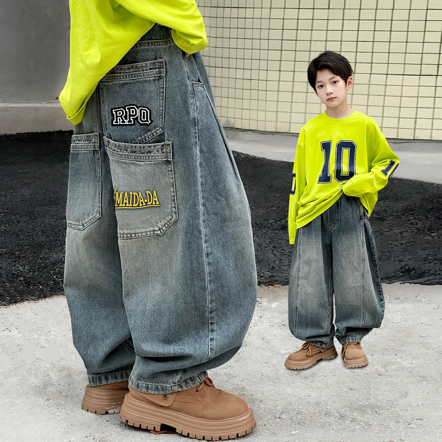 痞帅炸街男童牛仔裤春秋款