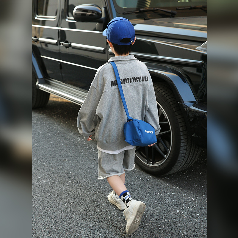 男童重磅半拉链卫衣春秋款2025新款儿童春装运动套装男孩帅气春款