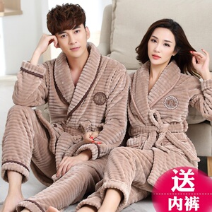 睡衣男女冬情侣珊瑚绒加厚法兰绒家居服套装加肥加大码胖mm200斤