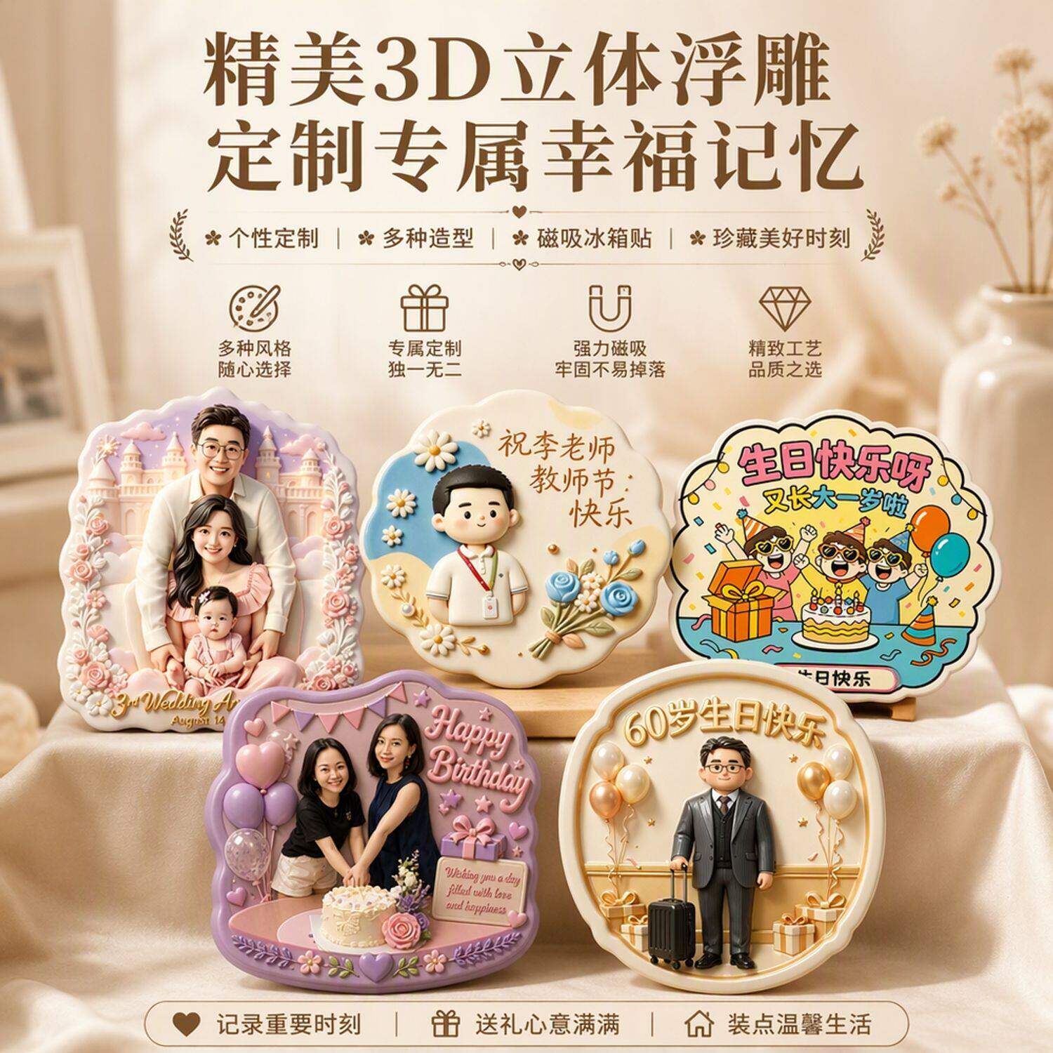 特殊节日庆祝纪念定制3D冰箱贴