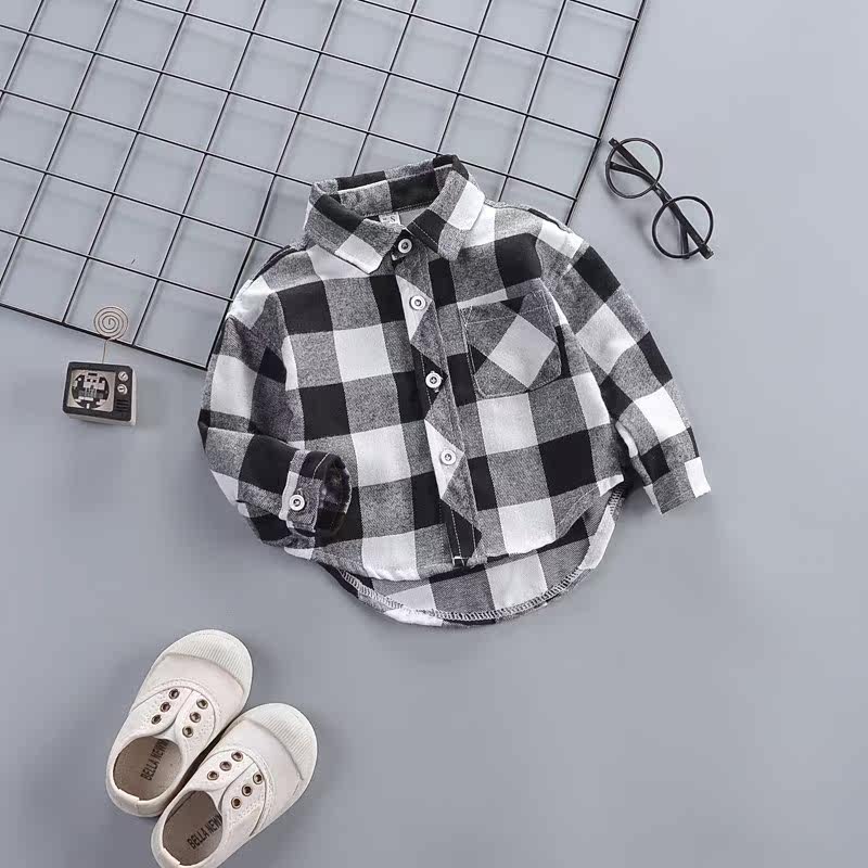 Children's clothing 2019 Spring and autumn payment Boy Children lattice children shirt Long sleeve shirt Korean Edition Bottoming coat jacketin the Children/Baby/Family fitted , Shirt  category - from Buy2taobao.com to provide professional Taobao agent buy service