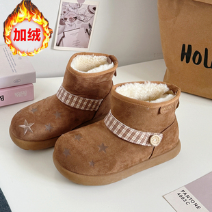 冬季新款棉鞋加厚加绒保暖雪地靴女鞋初高中学生防滑外穿短筒靴女