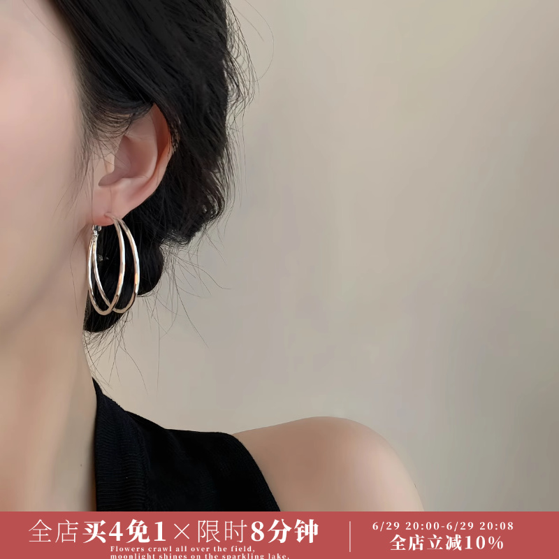 「极简之风」素圈夸张耳饰蚊香盘耳夹女无耳洞方圆脸耳钉大圈耳环