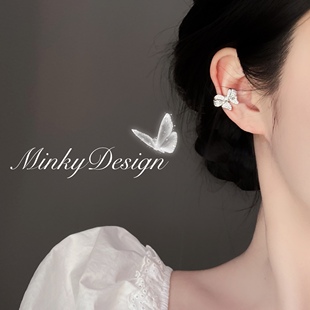 「恋爱循环」蝴蝶结锆石耳骨夹无耳洞女耳饰精灵耳甜美耳环夏天