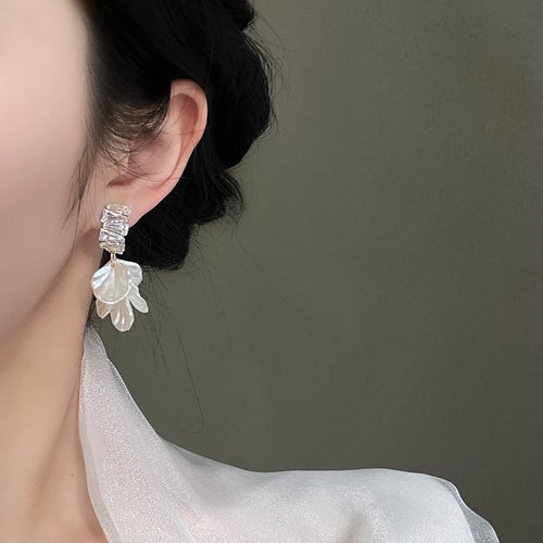 「海边贝壳」清新花朵流苏耳环民族风耳饰蚊香盘耳夹女无耳洞耳钉