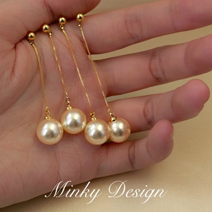 「云絮珠坠」金色耳坠简约珍珠耳钉蚊香盘耳夹无耳洞优雅耳环耳饰