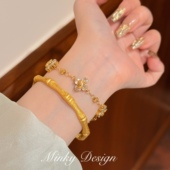 「四叶凝香」设计感金色四叶草手链独特精致手串漂亮日常百搭手饰