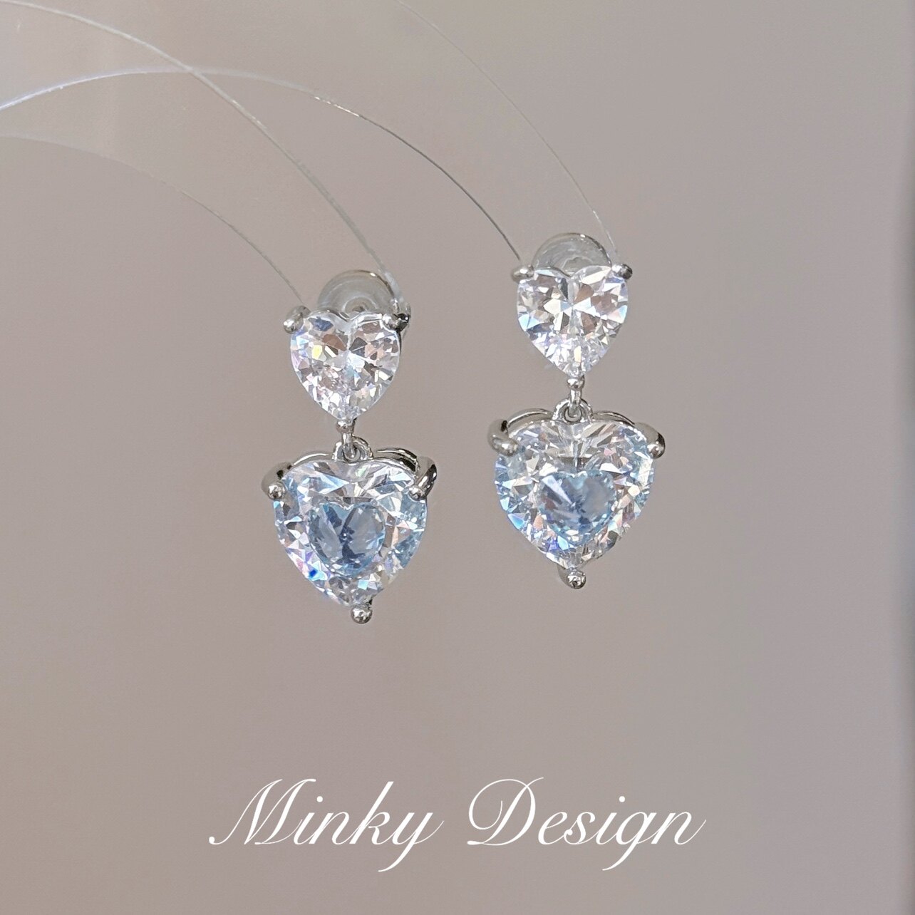 「首尔约会」超美海蓝锆！双层爱心耳饰蚊香盘耳夹无耳洞耳钉耳环,饰品/流行首饰/时尚饰品新,耳夹,淘宝优惠券,粉丝福利购,淘宝优惠卷